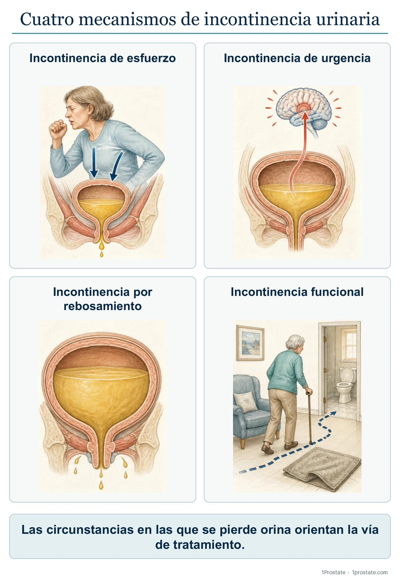 Cuatro mecanismos de pérdida de orina